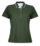 Women short sleeved jersey polo shirt, rib collar and bottom sleeve with double piping, internal neck reinforcement, colour melange grey AJ989666.VE